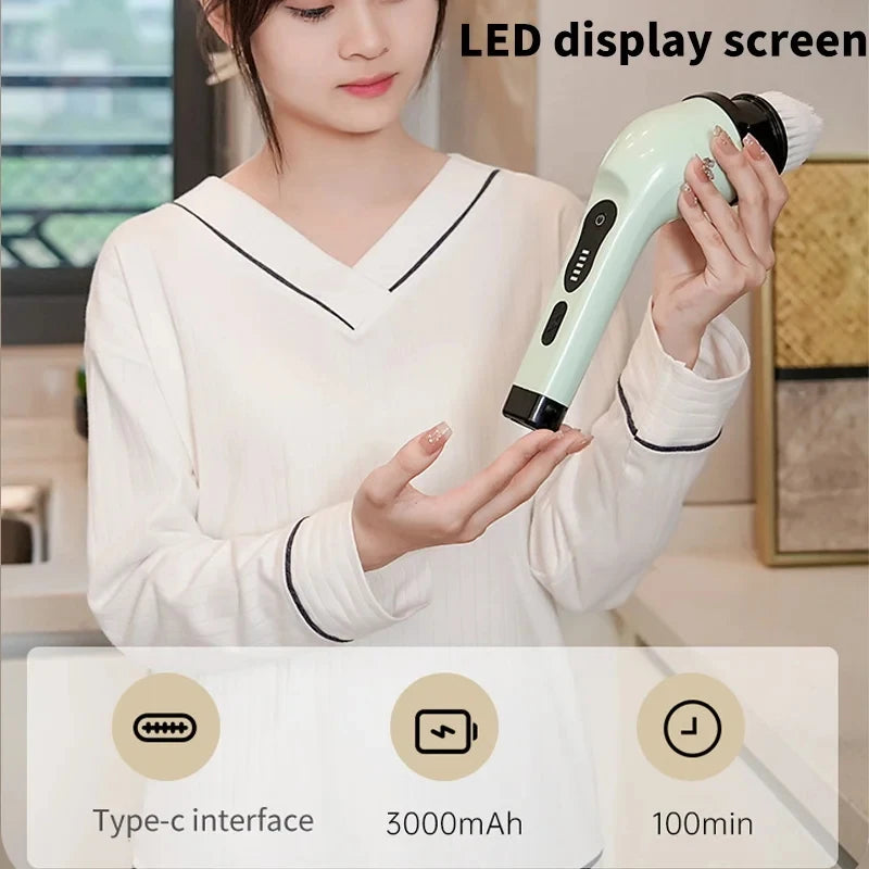9-in-1 Electric Spin Scrubber Multifunctional Cleaning Brush Home Kitchen Bathroom Portable Cleaning Gadget