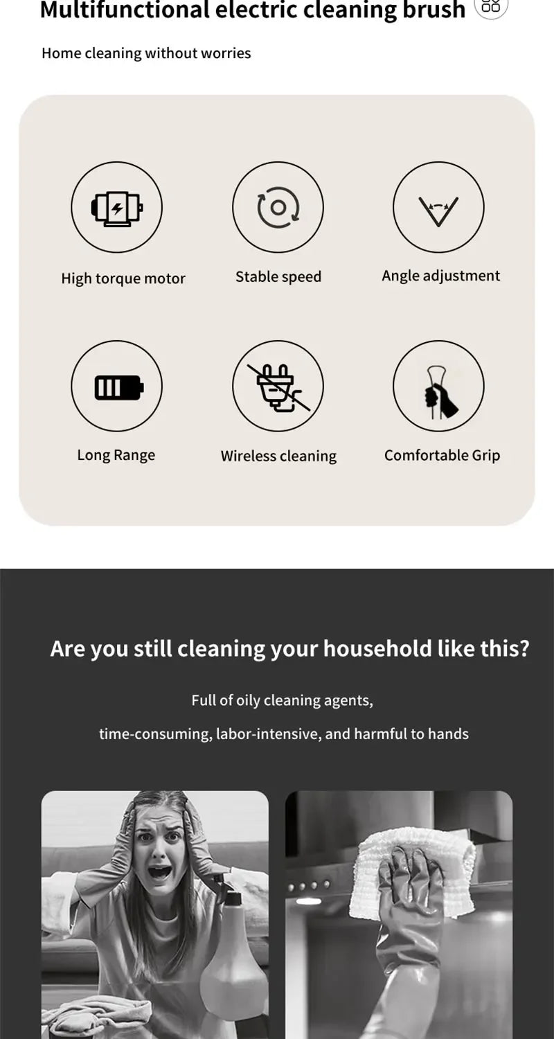 9-in-1 Electric Spin Scrubber Multifunctional Cleaning Brush Home Kitchen Bathroom Portable Cleaning Gadget