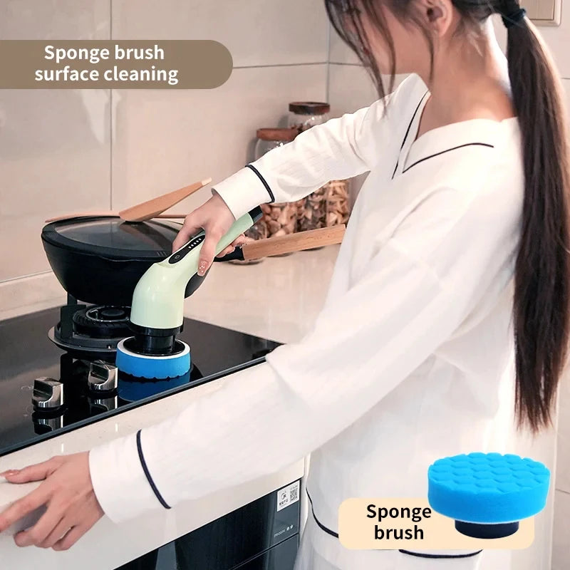 9-in-1 Electric Spin Scrubber Multifunctional Cleaning Brush Home Kitchen Bathroom Portable Cleaning Gadget
