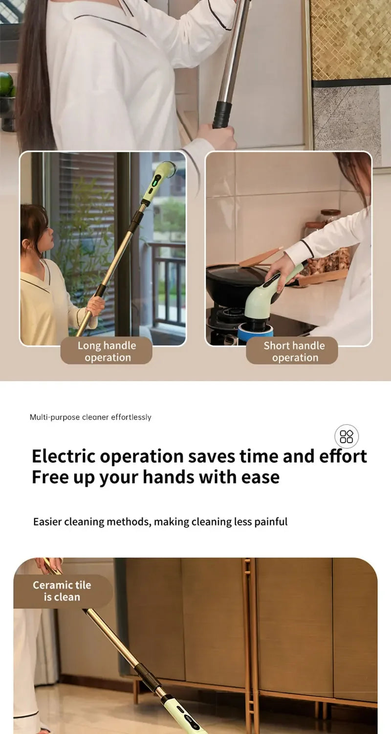 9-in-1 Electric Spin Scrubber Multifunctional Cleaning Brush Home Kitchen Bathroom Portable Cleaning Gadget