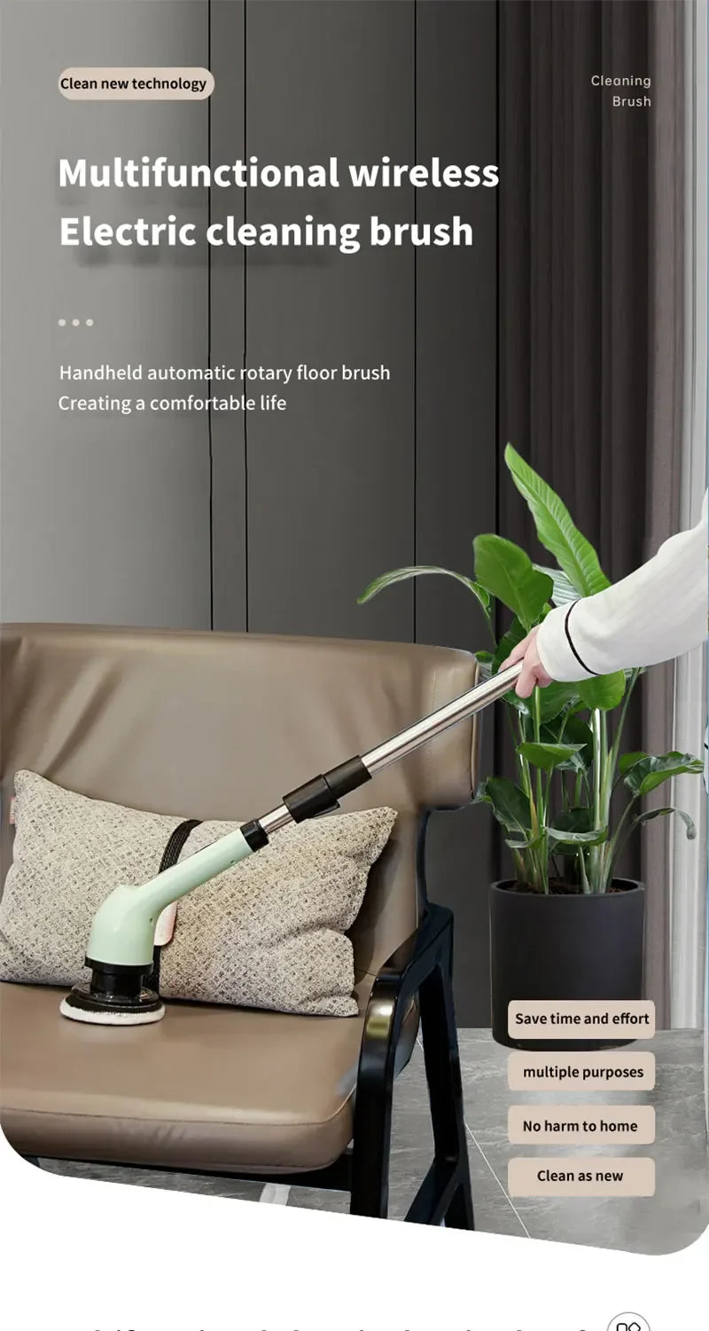 9-in-1 Electric Spin Scrubber Multifunctional Cleaning Brush Home Kitchen Bathroom Portable Cleaning Gadget