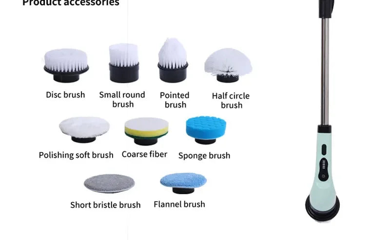 9-in-1 Electric Spin Scrubber Multifunctional Cleaning Brush Home Kitchen Bathroom Portable Cleaning Gadget